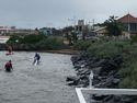 Kayakas getting in trouble with wild weather conditions